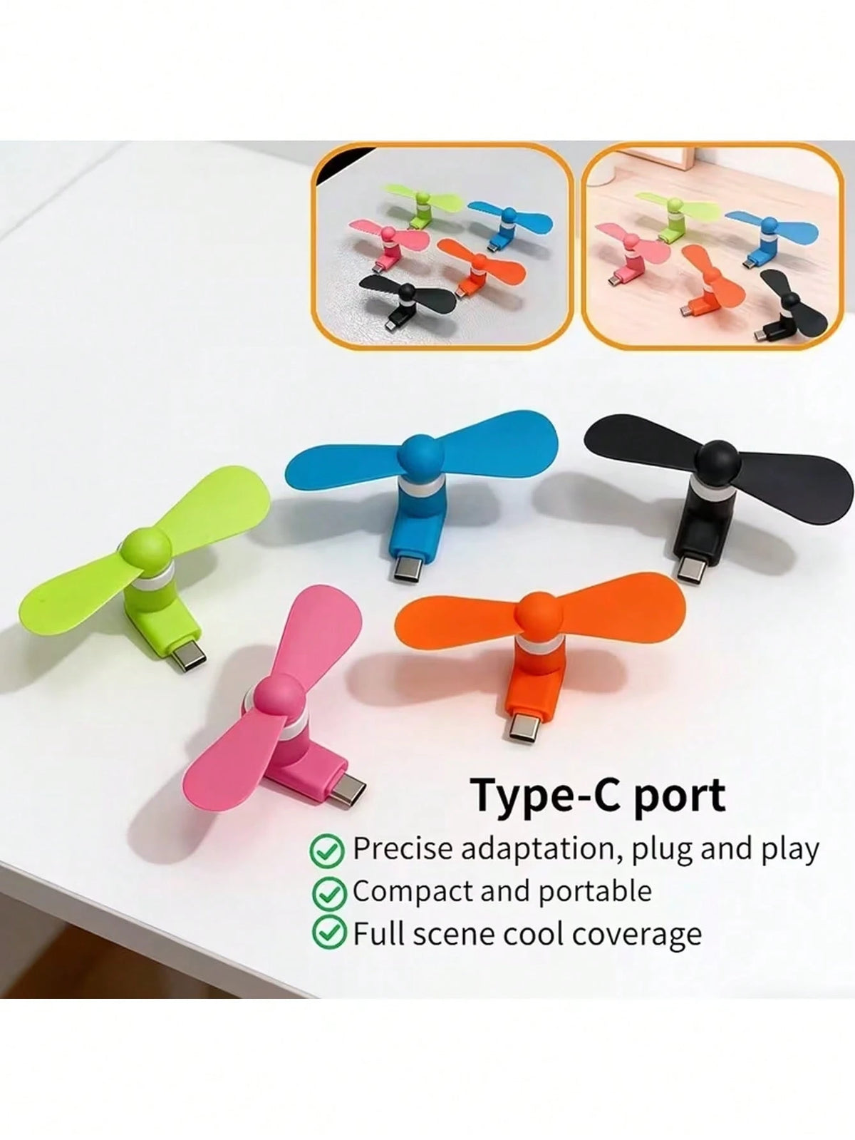 Type-C Mini Phone Fan, Portable Plug And Play USB Cooling Fan, Silent Soft Blades Pocket Travel Fan, Compact Mini Cooler Fan For Android Type-C Phones, Power Bank Laptop Summer Outdoor Camping Hiking