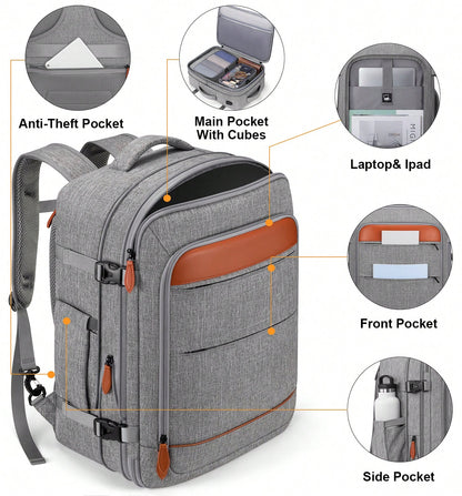 UKEIN 5PCS Travel Backpack Carry On Backpack 42L Flight Approved, Expandable Laptop Backpack With Packing Cubes & Shoe Pocket, Water Resistant Luggage Backpack For Men Women, TSA Approved, Large Backp