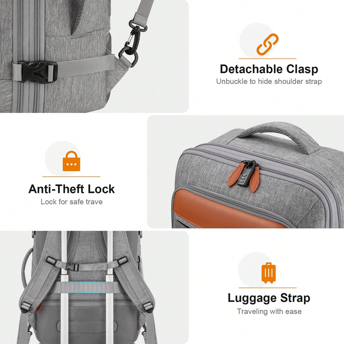 UKEIN 5PCS Travel Backpack Carry On Backpack 42L Flight Approved, Expandable Laptop Backpack With Packing Cubes & Shoe Pocket, Water Resistant Luggage Backpack For Men Women, TSA Approved, Large Backp