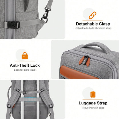 UKEIN 5PCS Travel Backpack Carry On Backpack 42L Flight Approved, Expandable Laptop Backpack With Packing Cubes & Shoe Pocket, Water Resistant Luggage Backpack For Men Women, TSA Approved, Large Backp