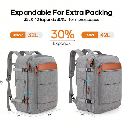 UKEIN 5PCS Travel Backpack Carry On Backpack 42L Flight Approved, Expandable Laptop Backpack With Packing Cubes & Shoe Pocket, Water Resistant Luggage Backpack For Men Women, TSA Approved, Large Backp