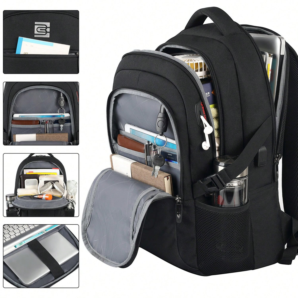 UKEIN Bagsure Travel Laptop Backpack, Business Water Resistant Laptop Backpack With USB Charging Port, College Bag For Men & Women