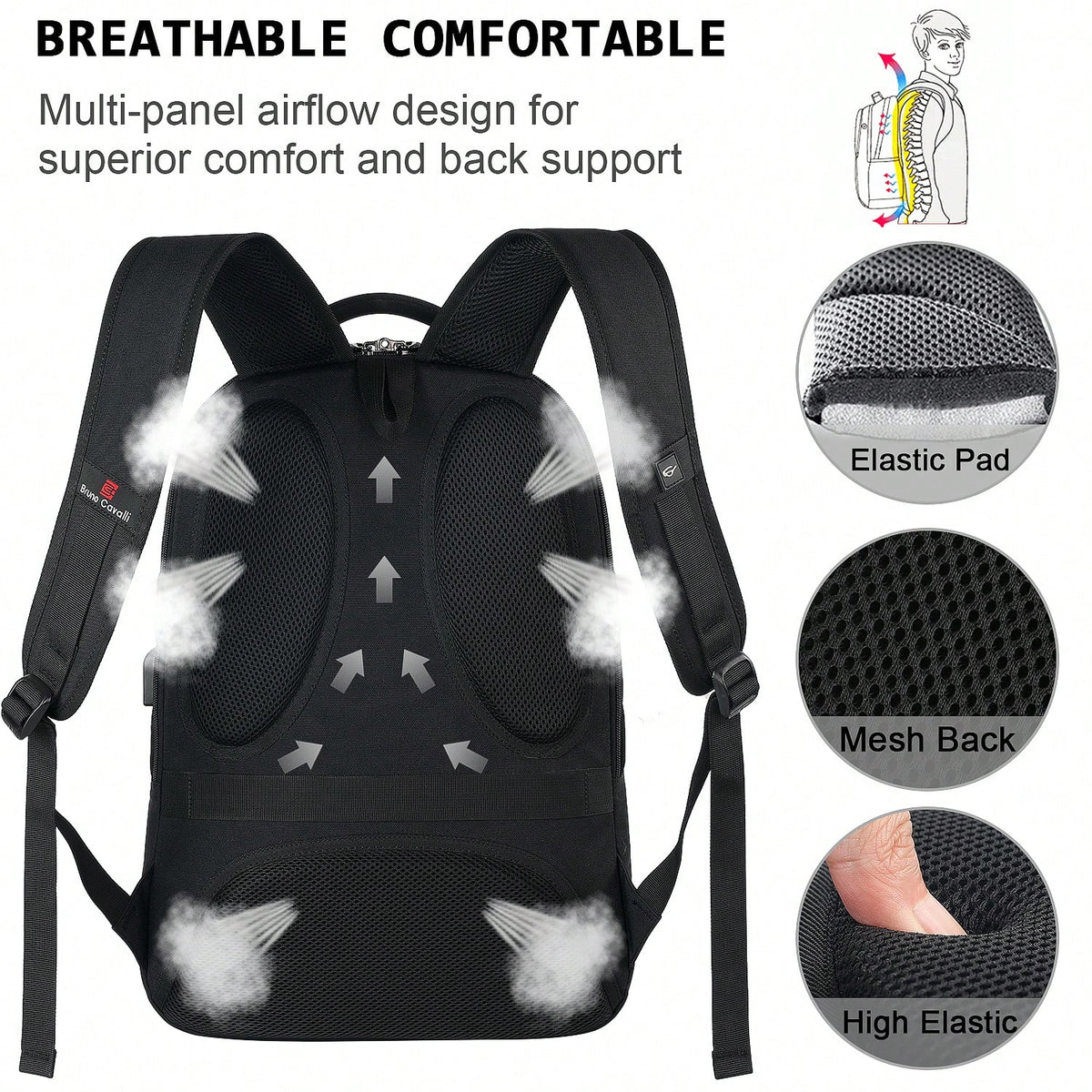 UKEIN Bagsure Travel Laptop Backpack, Business Water Resistant Laptop Backpack With USB Charging Port, College Bag For Men & Women