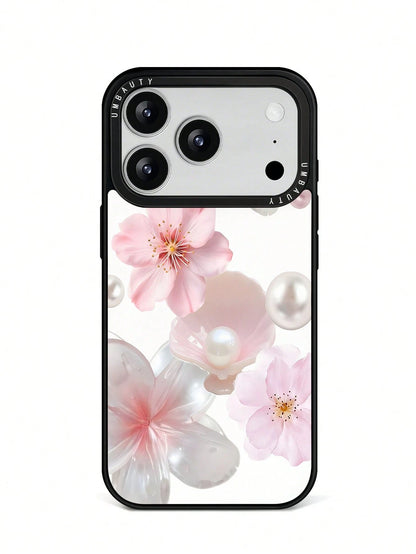 UMBAUTY 1pc Pink Cherry Blossom Pattern Design, Phone 17 Pro Max Phone Case, Compatible With Phone 16 Pro Max, 15 Pro Max, 14 Pro Max, Korean-Style High-End Fashionable And Interesting Phone Case, Com