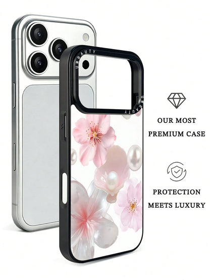 UMBAUTY 1pc Pink Cherry Blossom Pattern Design, Phone 17 Pro Max Phone Case, Compatible With Phone 16 Pro Max, 15 Pro Max, 14 Pro Max, Korean-Style High-End Fashionable And Interesting Phone Case, Com