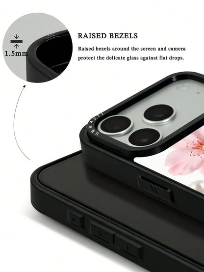 UMBAUTY 1pc Pink Cherry Blossom Pattern Design, Phone 17 Pro Max Phone Case, Compatible With Phone 16 Pro Max, 15 Pro Max, 14 Pro Max, Korean-Style High-End Fashionable And Interesting Phone Case, Com