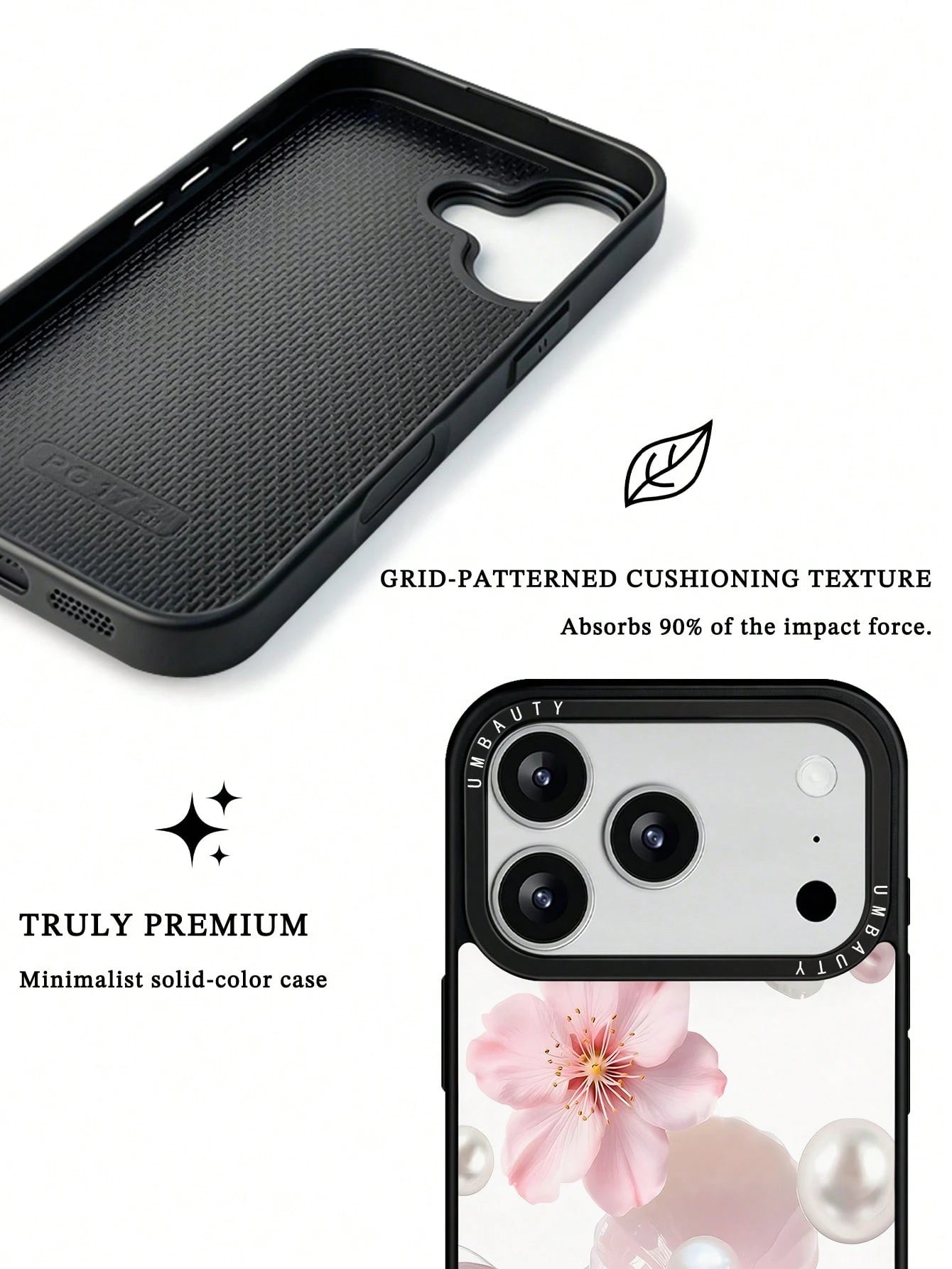 UMBAUTY 1pc Pink Cherry Blossom Pattern Design, Phone 17 Pro Max Phone Case, Compatible With Phone 16 Pro Max, 15 Pro Max, 14 Pro Max, Korean-Style High-End Fashionable And Interesting Phone Case, Com