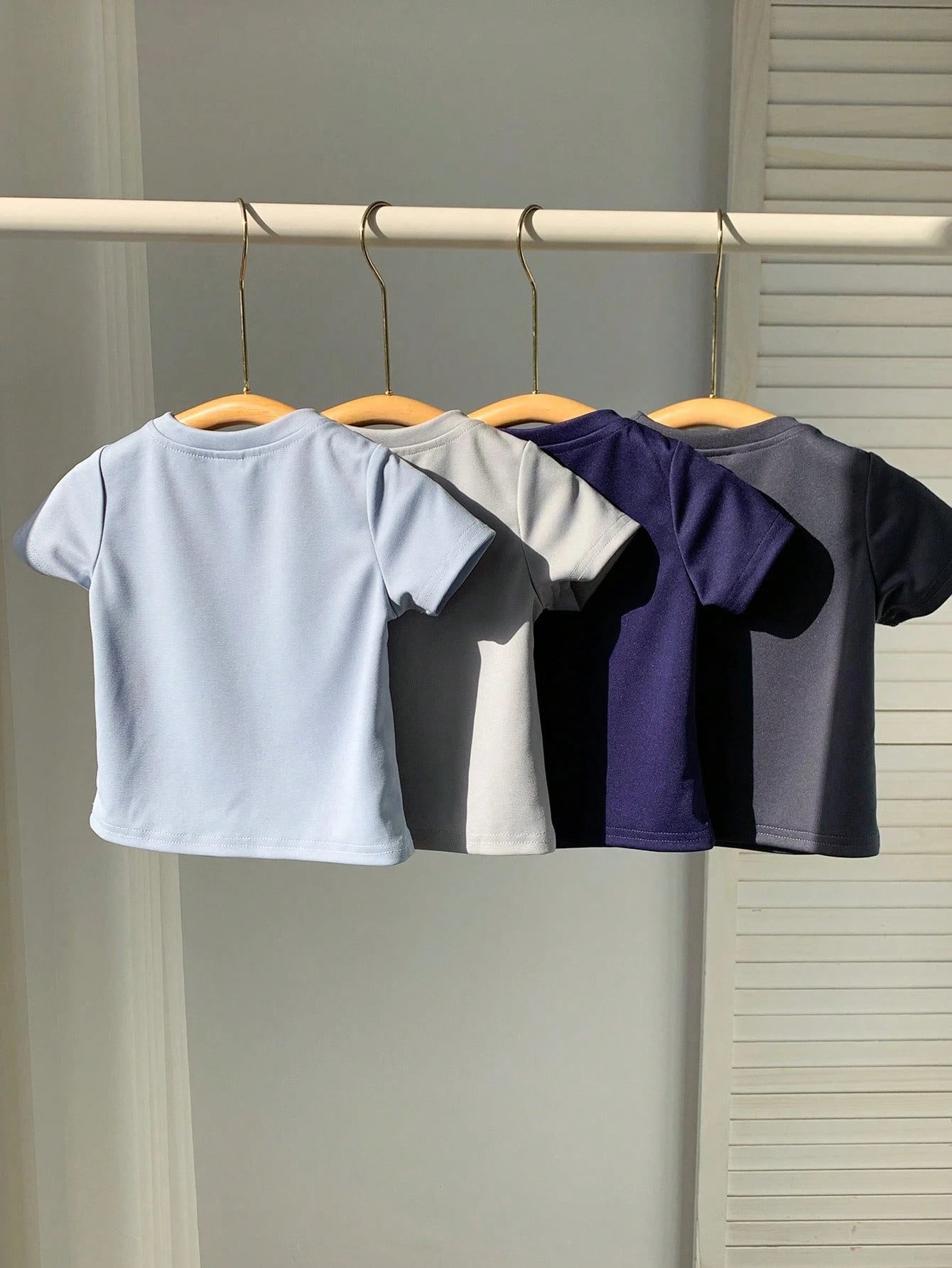 Unisex Baby Boy/Girl Baby Boy 4pcs 100% Cotton Spring/Summer Casual Versatile Solid Color Short Sleeve T-Shirt Knit Top Set, Baby Boy Clothes, Tops, Squishy