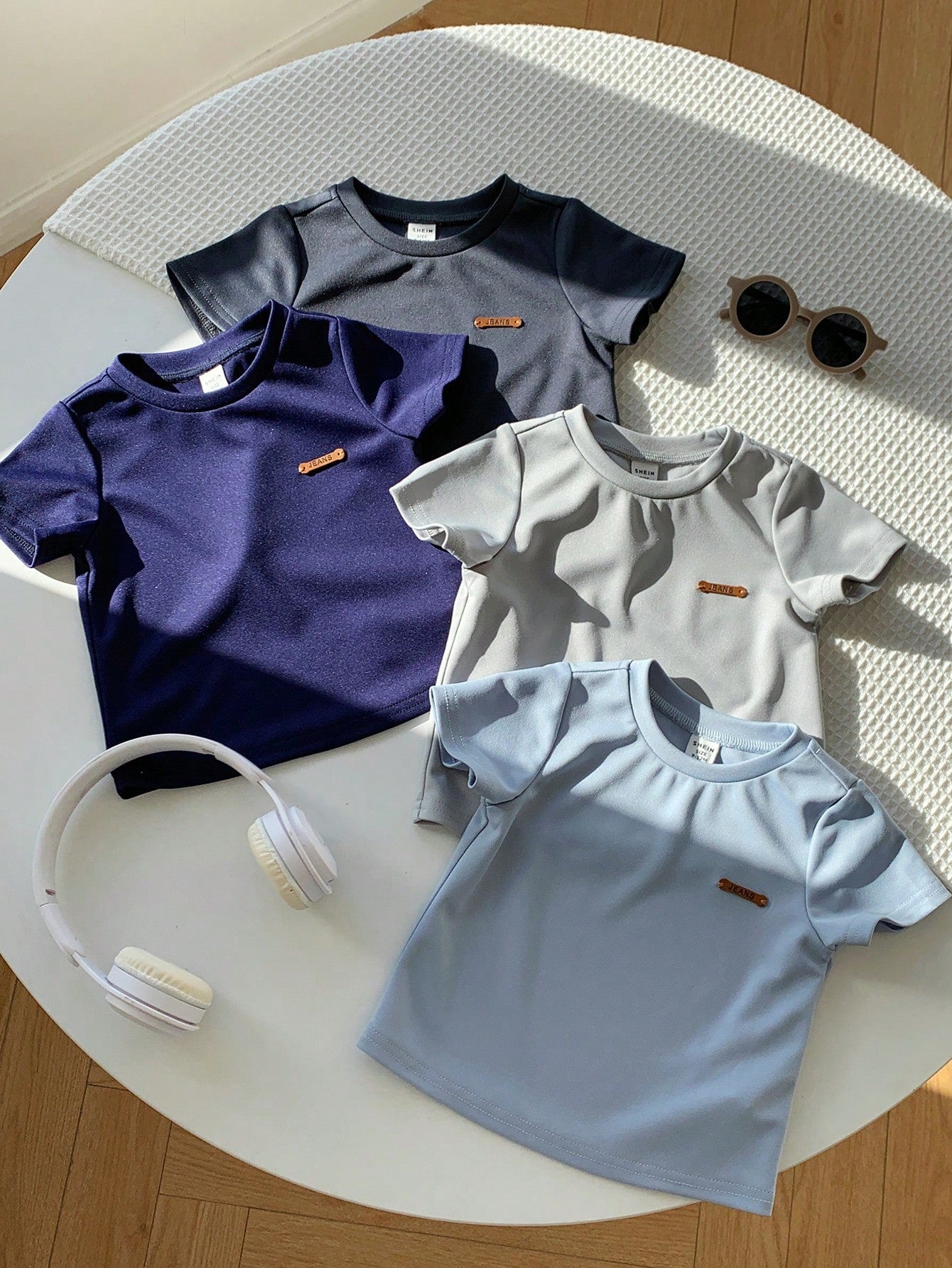 Unisex Baby Boy/Girl Baby Boy 4pcs 100% Cotton Spring/Summer Casual Versatile Solid Color Short Sleeve T-Shirt Knit Top Set, Baby Boy Clothes, Tops, Squishy