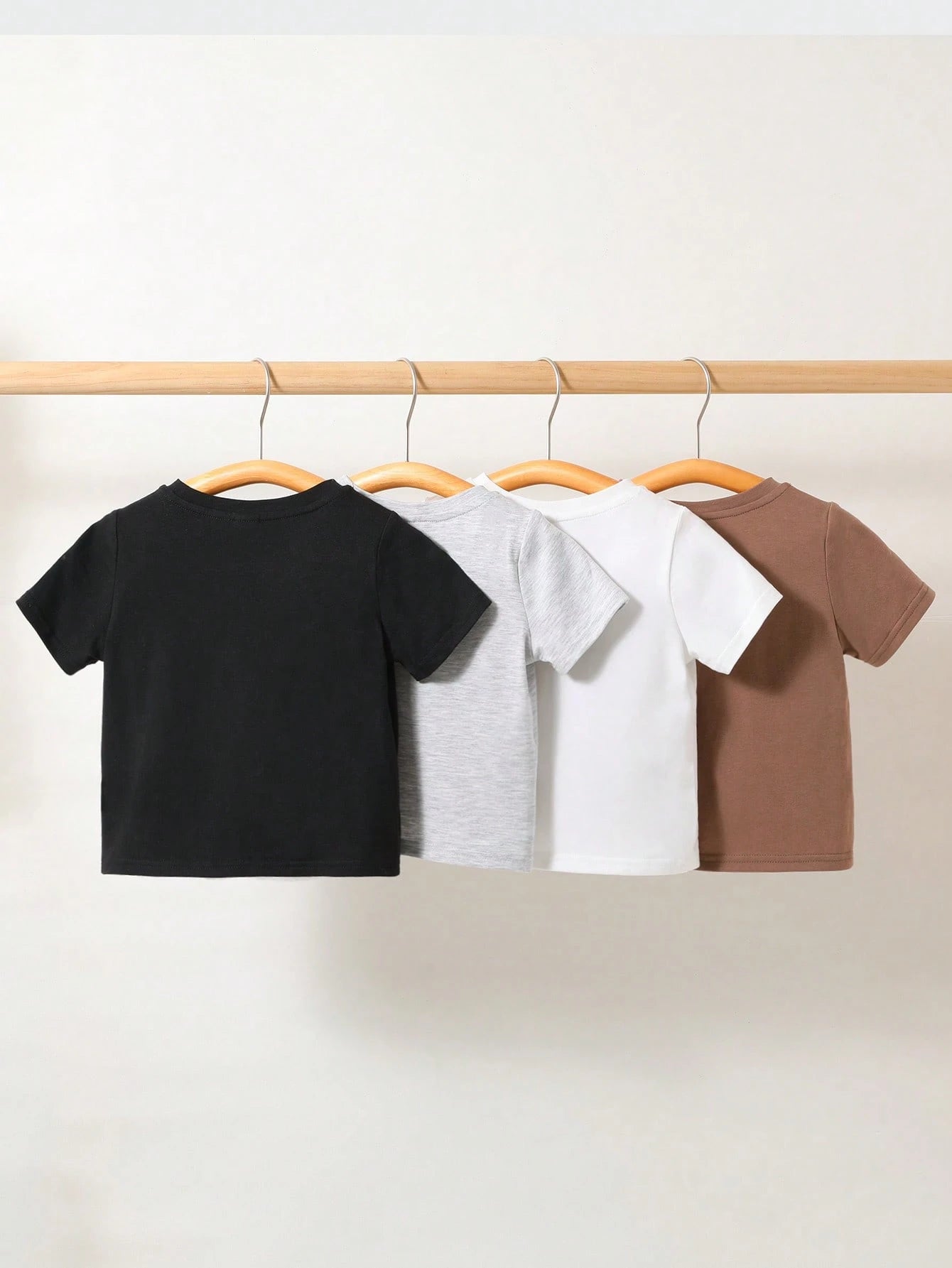 Unisex Baby Boy/Girl Baby Boy 4pcs 100% Cotton Spring/Summer Casual Versatile Solid Color Short Sleeve T-Shirt Knit Top Set, Baby Boy Clothes, Tops, Squishy