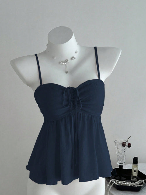 Unity Ladies' Cute Solid Color Ruffle Fabric Camisole, Summer Clothes For University