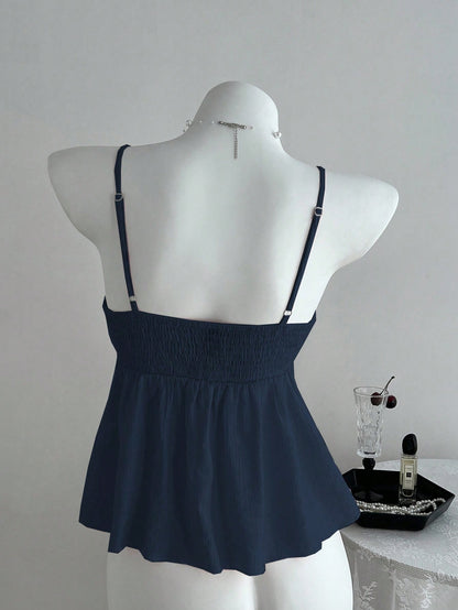 Unity Ladies' Cute Solid Color Ruffle Fabric Camisole, Summer Clothes For University