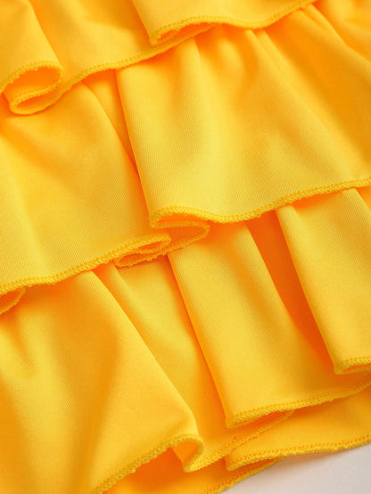 Unity Streetwear Women's Ruffle Decor Cake Skirt, Summer,Vacation Outfits Women,Beach Outfits,Afro Fashion