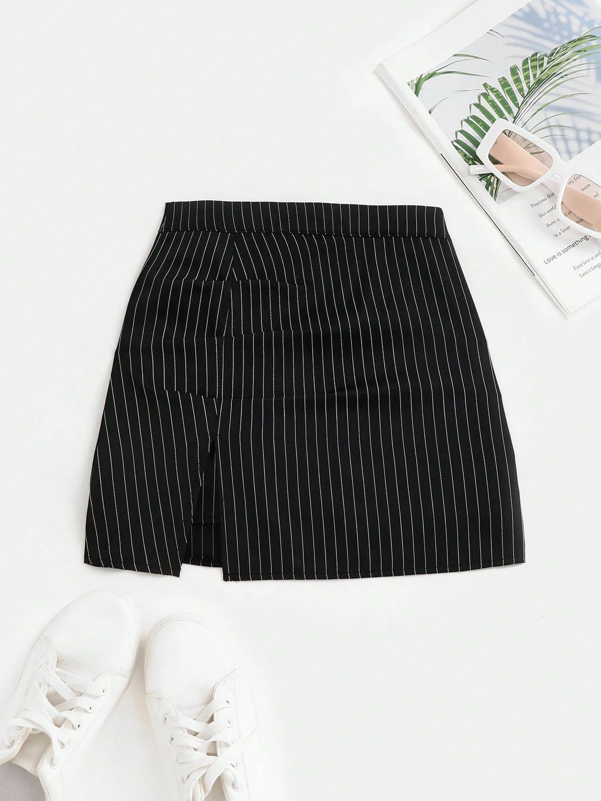 Unity Women's Striped High Waist Fitted Mini Skirt, Sexy Cutout Casual Clubwear Flared Pleated A-Line Skirt, Versatile For Summer