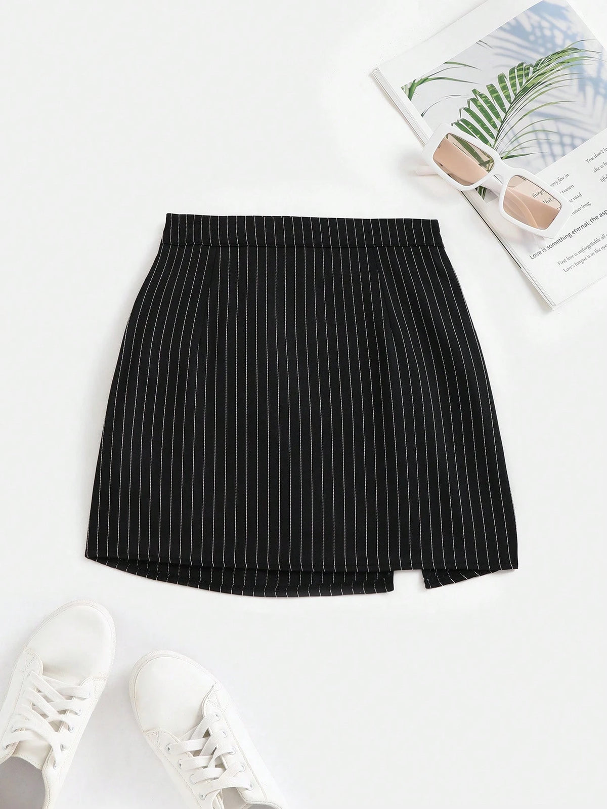 Unity Women's Striped High Waist Fitted Mini Skirt, Sexy Cutout Casual Clubwear Flared Pleated A-Line Skirt, Versatile For Summer