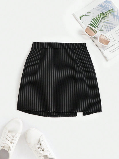 Unity Women's Striped High Waist Fitted Mini Skirt, Sexy Cutout Casual Clubwear Flared Pleated A-Line Skirt, Versatile For Summer