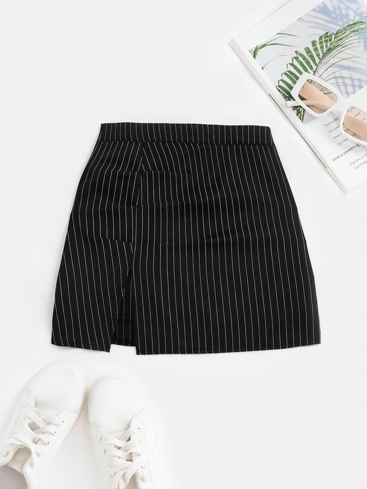 Unity Women's Striped High Waist Fitted Mini Skirt, Sexy Cutout Casual Clubwear Flared Pleated A-Line Skirt, Versatile For Summer