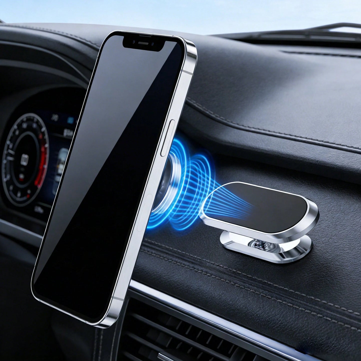 Universal Adhesive Magnetic Phone Holder, 360° Rotatable Strong Magnetic Phone Holder, Can Be Attached To Any Smooth Surface Such As Car Dashboard, Desk, Bathroom Mirror, Etc., Compatible With All And