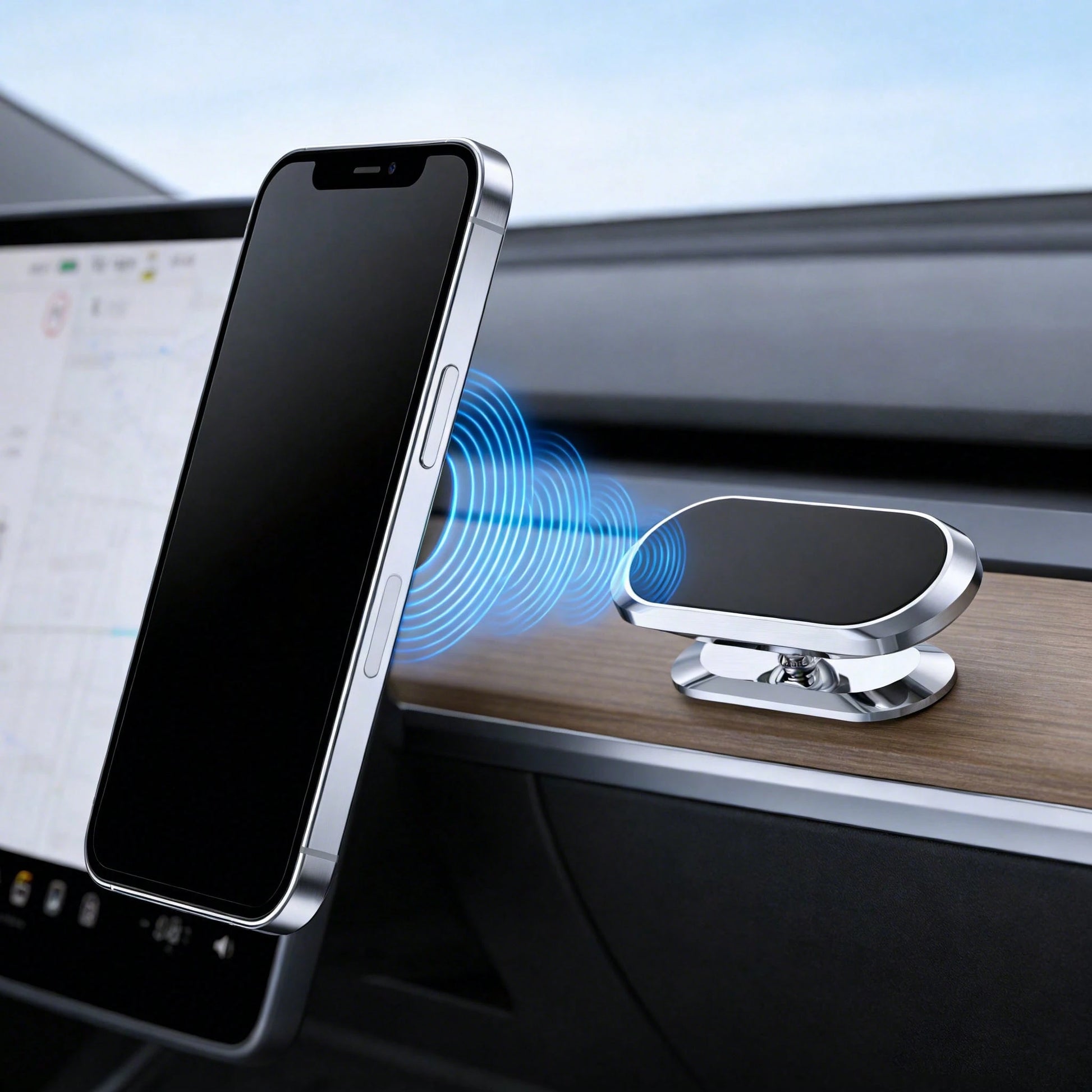 Universal Adhesive Magnetic Phone Holder, 360° Rotatable Strong Magnetic Phone Holder, Can Be Attached To Any Smooth Surface Such As Car Dashboard, Desk, Bathroom Mirror, Etc., Compatible With All And