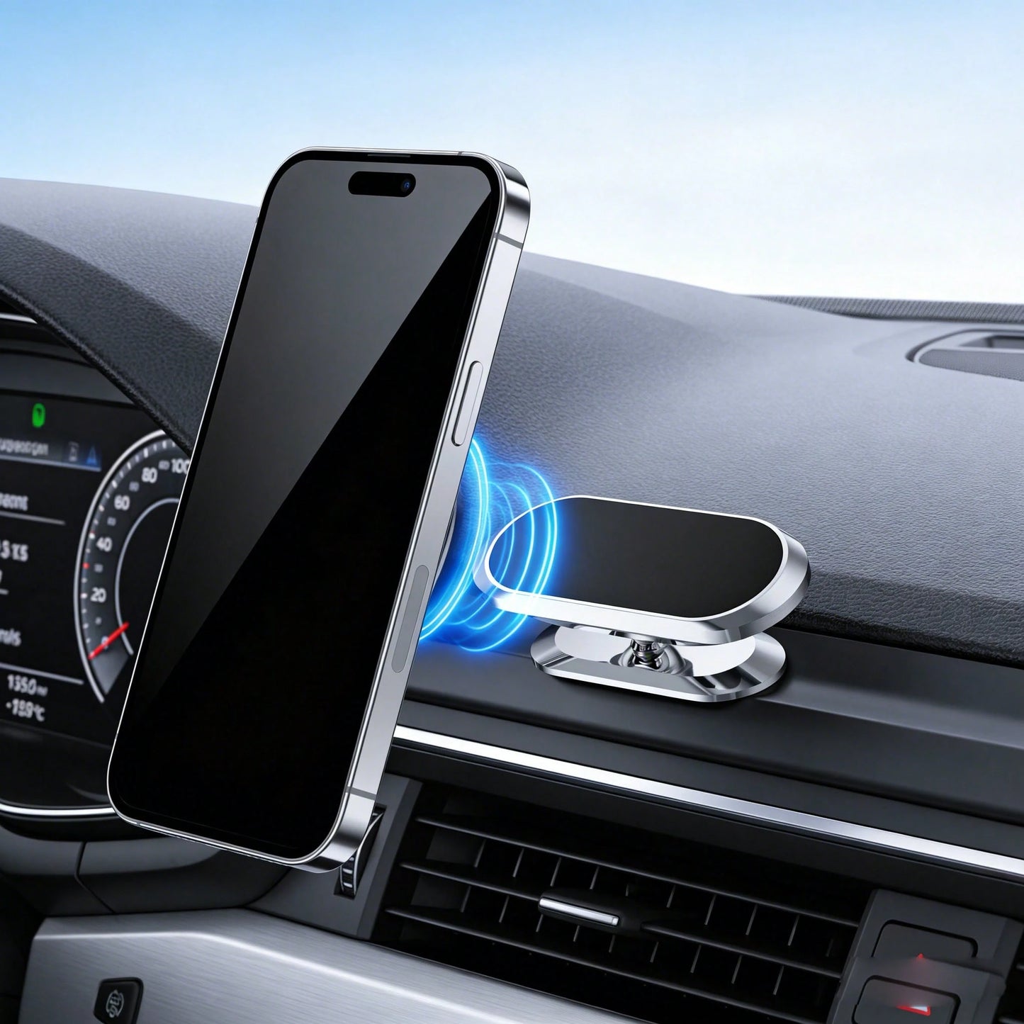 Universal Adhesive Magnetic Phone Holder, 360° Rotatable Strong Magnetic Phone Holder, Can Be Attached To Any Smooth Surface Such As Car Dashboard, Desk, Bathroom Mirror, Etc., Compatible With All And