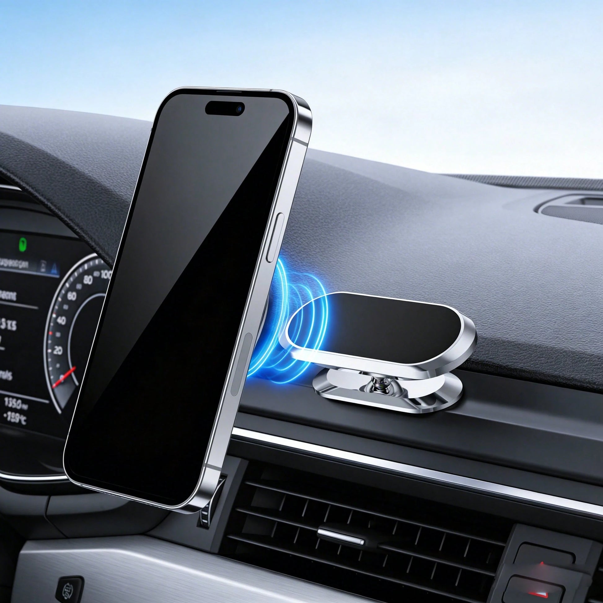 Universal Adhesive Magnetic Phone Holder, 360° Rotatable Strong Magnetic Phone Holder, Can Be Attached To Any Smooth Surface Such As Car Dashboard, Desk, Bathroom Mirror, Etc., Compatible With All And