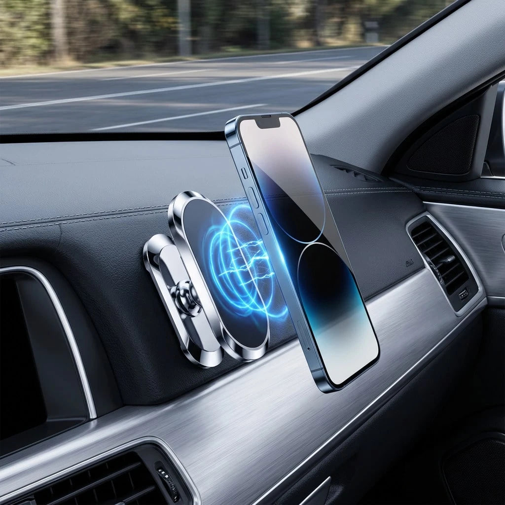 Universal Adhesive Magnetic Phone Holder, 360° Rotatable Strong Magnetic Phone Holder, Can Be Attached To Any Smooth Surface Such As Car Dashboard, Desk, Bathroom Mirror, Etc., Compatible With All And