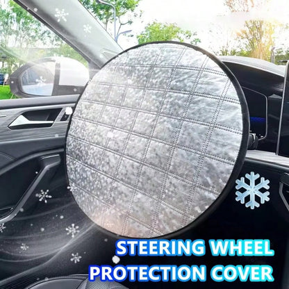 Universal Car Steering Wheel Sun Shade, 3-Layer Silver Heat Insulation Sun Shield, Foldable UV Protection Steering Wheel Cover Suitable For Sedans And SUVs, Provides Thick Durable Easy Installation An