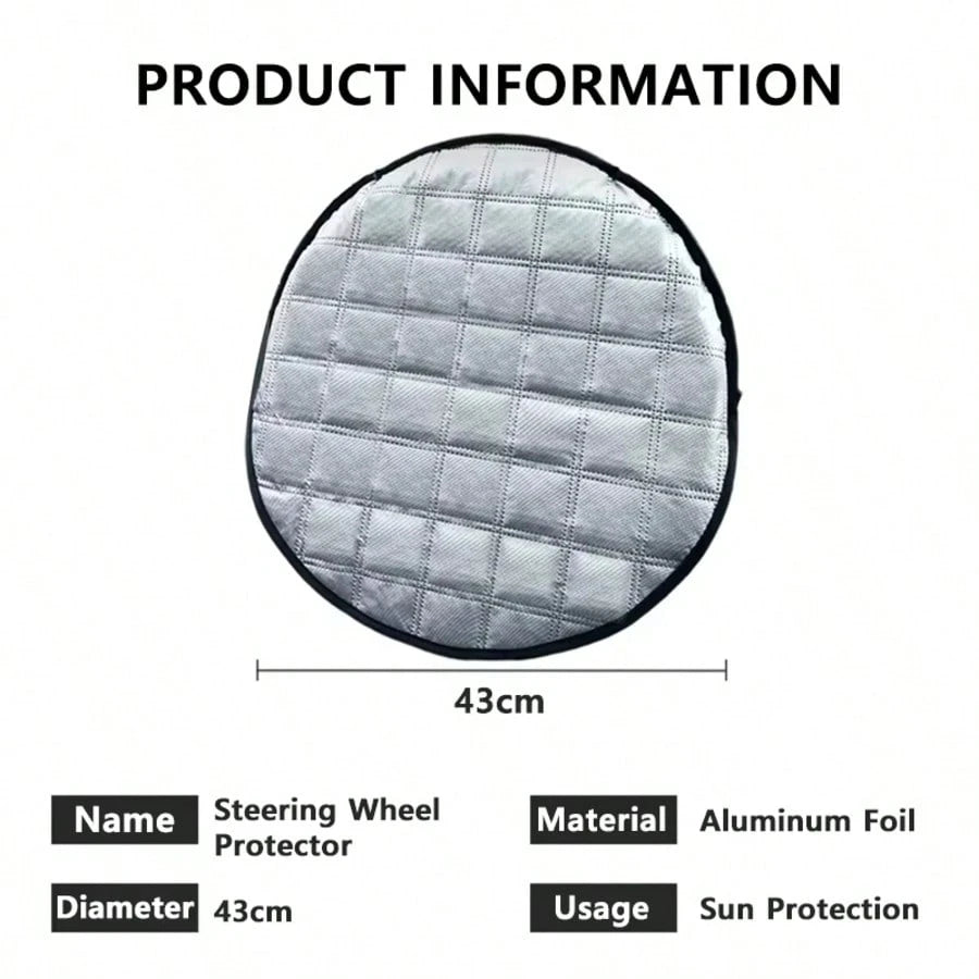 Universal Car Steering Wheel Sun Shade, 3-Layer Silver Heat Insulation Sun Shield, Foldable UV Protection Steering Wheel Cover Suitable For Sedans And SUVs, Provides Thick Durable Easy Installation An