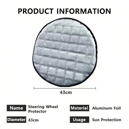 Universal Car Steering Wheel Sun Shade, 3-Layer Silver Heat Insulation Sun Shield, Foldable UV Protection Steering Wheel Cover Suitable For Sedans And SUVs, Provides Thick Durable Easy Installation An