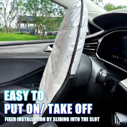 Universal Car Steering Wheel Sun Shade, 3-Layer Silver Heat Insulation Sun Shield, Foldable UV Protection Steering Wheel Cover Suitable For Sedans And SUVs, Provides Thick Durable Easy Installation An