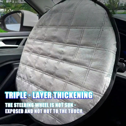 Universal Car Steering Wheel Sun Shade, 3-Layer Silver Heat Insulation Sun Shield, Foldable UV Protection Steering Wheel Cover Suitable For Sedans And SUVs, Provides Thick Durable Easy Installation An