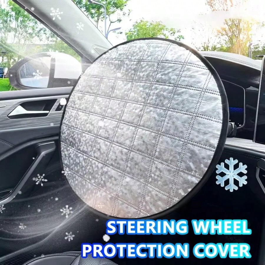 Universal Car Steering Wheel Sun Shade, 3-Layer Silver Heat Insulation Sun Shield, Foldable UV Protection Steering Wheel Cover Suitable For Sedans And SUVs, Provides Thick Durable Easy Installation An