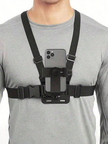 Universal Chest Mount Phone Holder, Adjustable Chest Mount Bracket, Action Camera Kit, Head Strap/Chest Strap Mount, Suitable For Outdoor Live Streaming, Fishing, Shooting, Cycling, Skiing And Other O