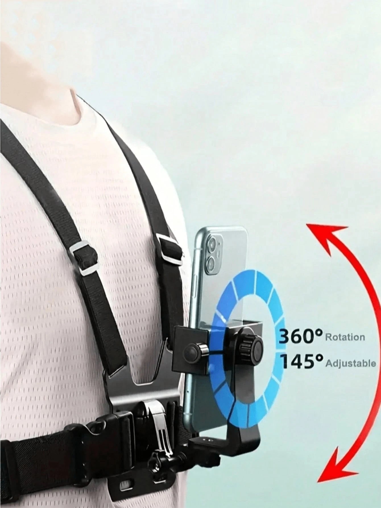Universal Chest Mount Phone Holder, Adjustable Chest Mount Bracket, Action Camera Kit, Head Strap/Chest Strap Mount, Suitable For Outdoor Live Streaming, Fishing, Shooting, Cycling, Skiing And Other O