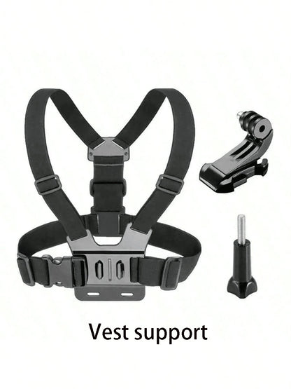 Universal Chest Mount Phone Holder, Adjustable Chest Mount Bracket, Action Camera Kit, Head Strap/Chest Strap Mount, Suitable For Outdoor Live Streaming, Fishing, Shooting, Cycling, Skiing And Other O