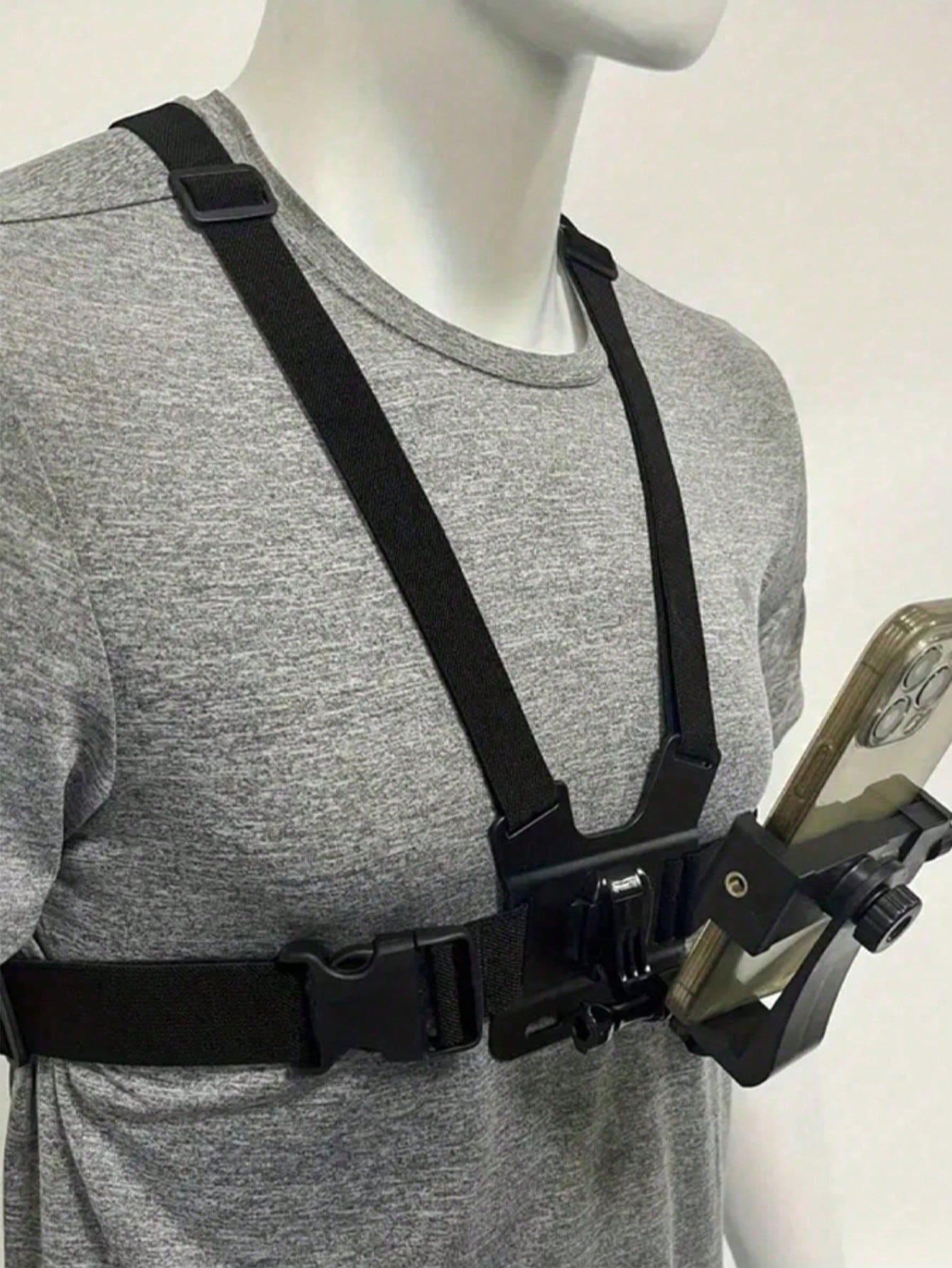 Universal Chest Mount Phone Holder, Adjustable Chest Mount Bracket, Action Camera Kit, Head Strap/Chest Strap Mount, Suitable For Outdoor Live Streaming, Fishing, Shooting, Cycling, Skiing And Other O