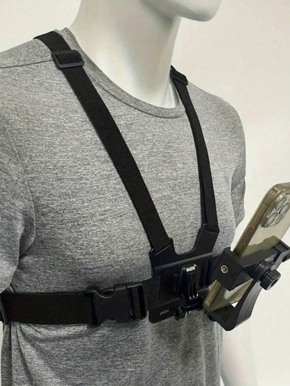Universal Chest Mount Phone Holder, Adjustable Chest Mount Bracket, Action Camera Kit, Head Strap/Chest Strap Mount, Suitable For Outdoor Live Streaming, Fishing, Shooting, Cycling, Skiing And Other O