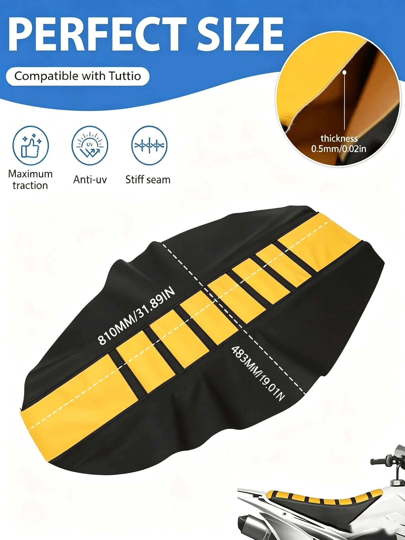 Universal Off-Road Motorcycle Seat Cover, Suitable For Most Off-Road Motorcycles, Off-Road Vehicles And Off-Road Bikes, Such As SUZUKI And KAWASAKI