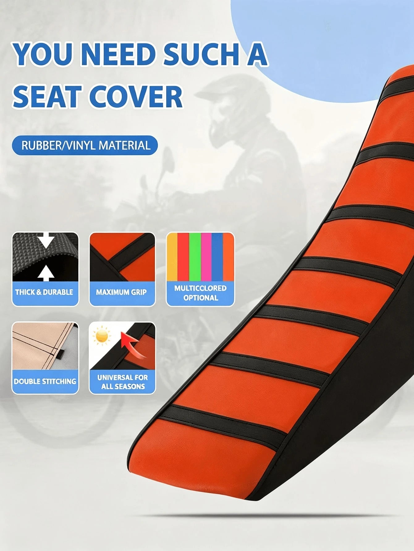 Universal Off-Road Motorcycle Seat Cover, Suitable For Most Off-Road Motorcycles, Off-Road Vehicles And Off-Road Bikes, Such As SUZUKI And KAWASAKI