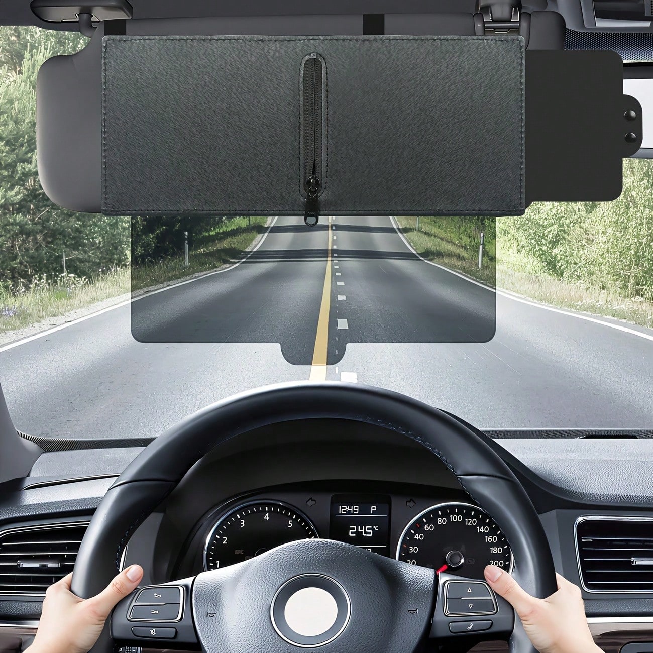 Upgraded UV400 Anti-Glare Car Sunshades Polarized Sun Visor For Car With Zipper Slider-PC Lens And Side Sunshade, UV-Filtering/ Protection For Driving