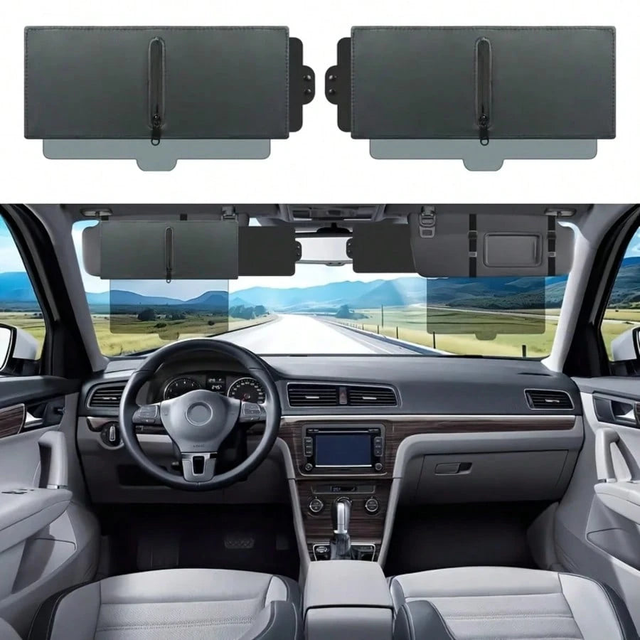 Upgraded UV400 Anti-Glare Car Sunshades Polarized Sun Visor For Car With Zipper Slider-PC Lens And Side Sunshade, UV-Filtering/ Protection For Driving