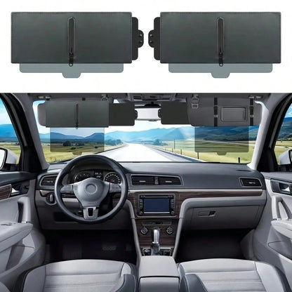 Upgraded UV400 Anti-Glare Car Sunshades Polarized Sun Visor For Car With Zipper Slider-PC Lens And Side Sunshade, UV-Filtering/ Protection For Driving