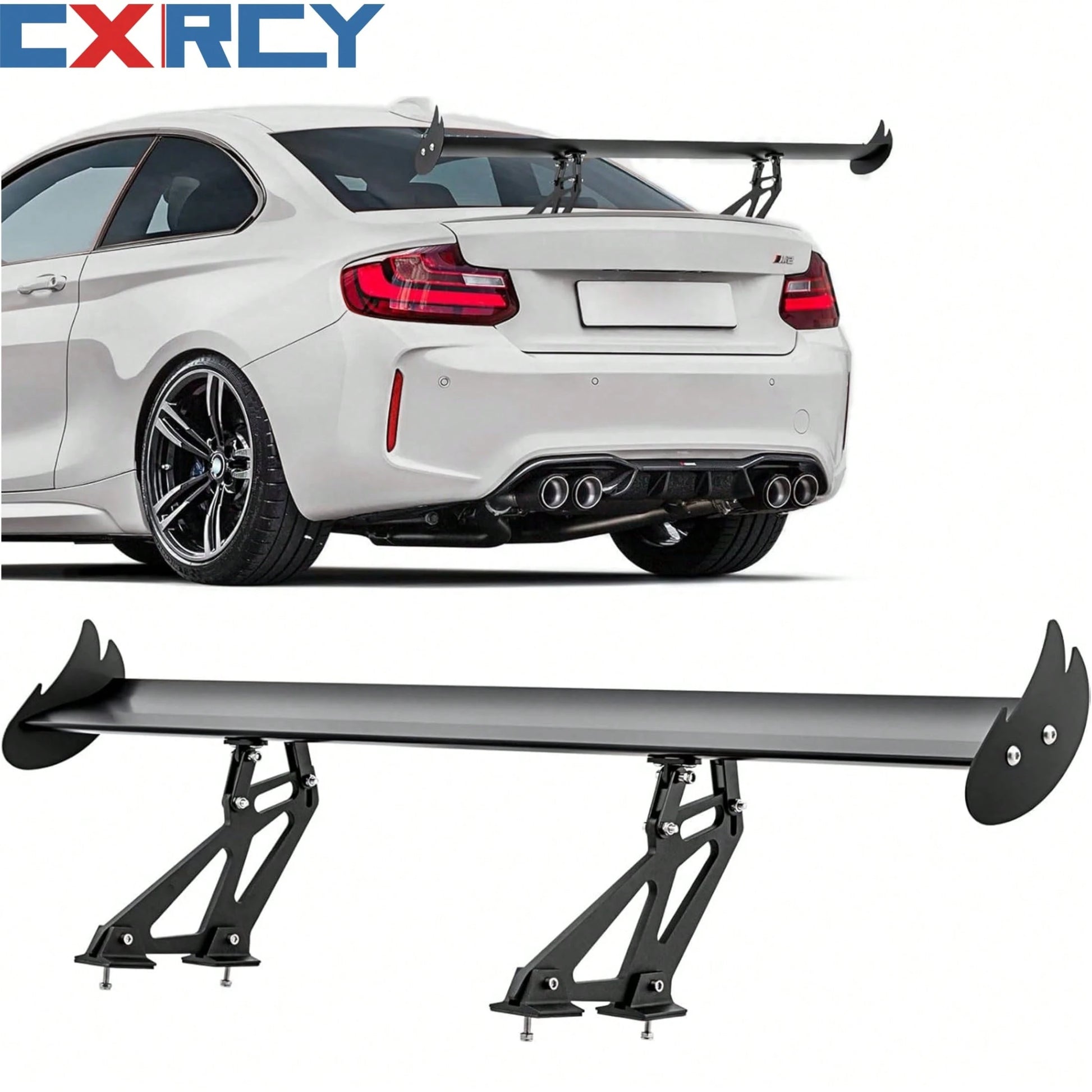 Upgrades Spoiler Car, 43.3" GT Aluminum Wing Adjustable Universal Lightweight Car Rear Wing, Black Hatch Aluminum Single Deck Fit Racing Spoiler BGW/JDM Drift