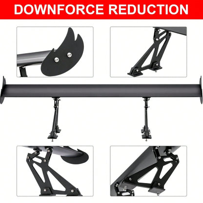 Upgrades Spoiler Car, 43.3" GT Aluminum Wing Adjustable Universal Lightweight Car Rear Wing, Black Hatch Aluminum Single Deck Fit Racing Spoiler BGW/JDM Drift