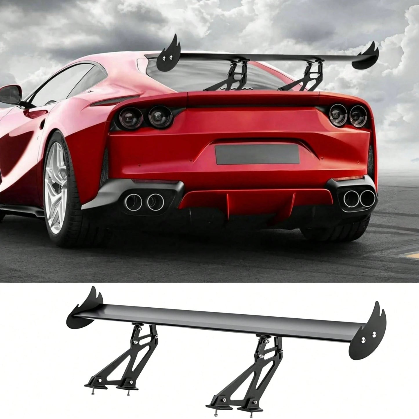 Upgrades Spoiler Car, 43.3" GT Aluminum Wing Adjustable Universal Lightweight Car Rear Wing, Black Hatch Aluminum Single Deck Fit Racing Spoiler BGW/JDM Drift