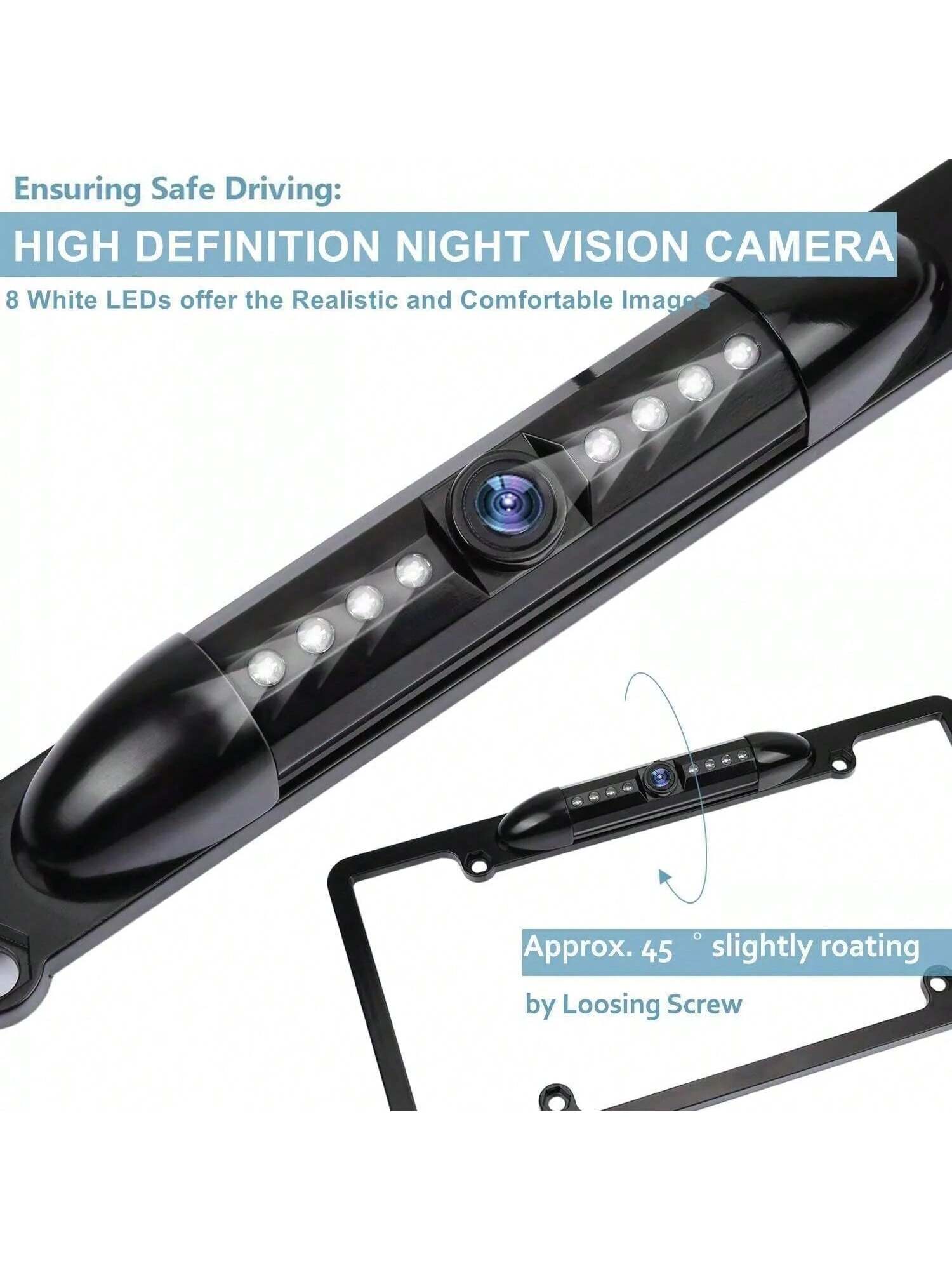 US License Plate Metal Frame Rear View Backup Camera CMOS HD LED Night Vision