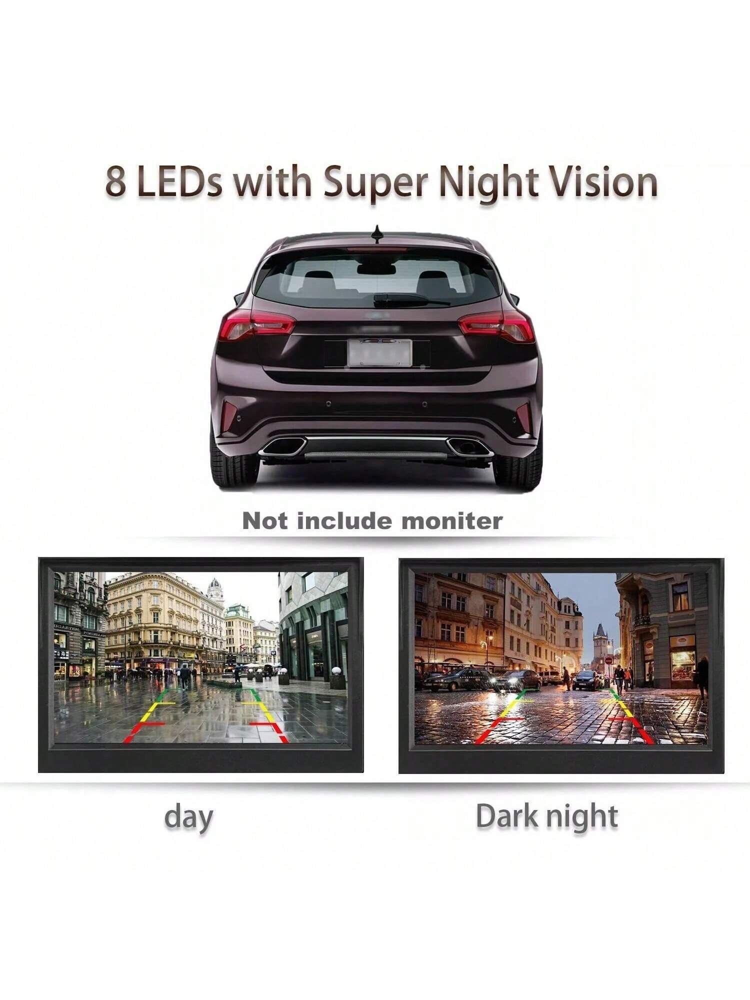 US License Plate Metal Frame Rear View Backup Camera CMOS HD LED Night Vision