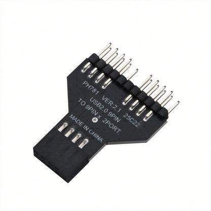 USB 2.0 9-Pin Female To 2 Male Header Splitter Adapter For PC Motherboard