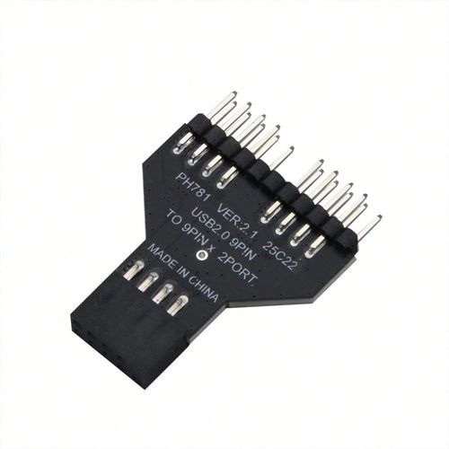 USB 2.0 9-Pin Female To 2 Male Header Splitter Adapter For PC Motherboard