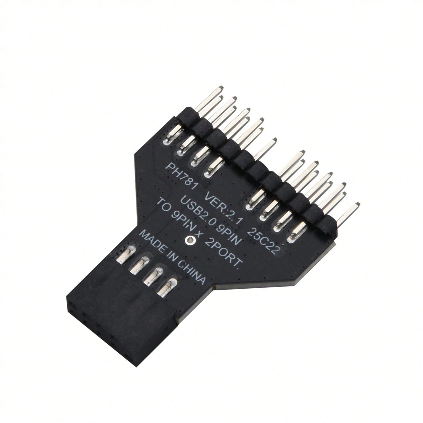 USB 2.0 9-Pin Female To 2 Male Header Splitter Adapter For PC Motherboard